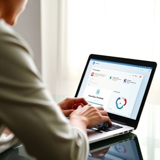 Iemand die zijn LinkedIn profiel aan het updaten is op een laptop